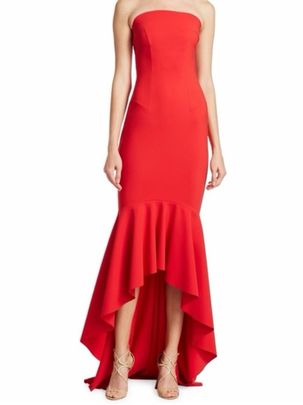 Chiara Boni La Petite Robe Red Strapless Dress High Low Gown Size 48 Large
